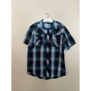 Chalc Multicolored Short Sleeve Button Up Top Mens XXL Flaws